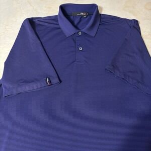 RLX Ralph Lauren Performance Polo Shirt Men Medium Purple Black Stretch Golf